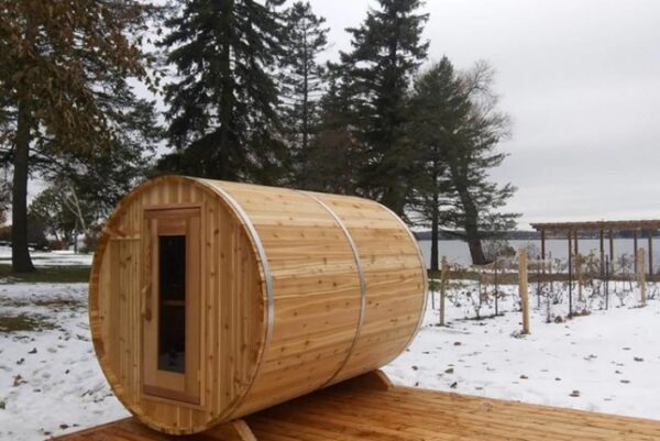 Sauna Tonneau en cèdre rouge noueux